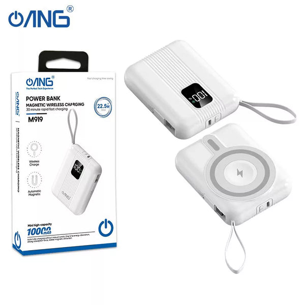 10000mAh Power Bank With Magnetic Wireless Charging Built-In Cables