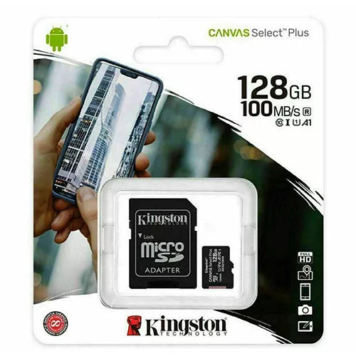 Kingston Micro SD SDHC Memory Card Class 10 128GB 100 MB/S Canvas Select Plus
