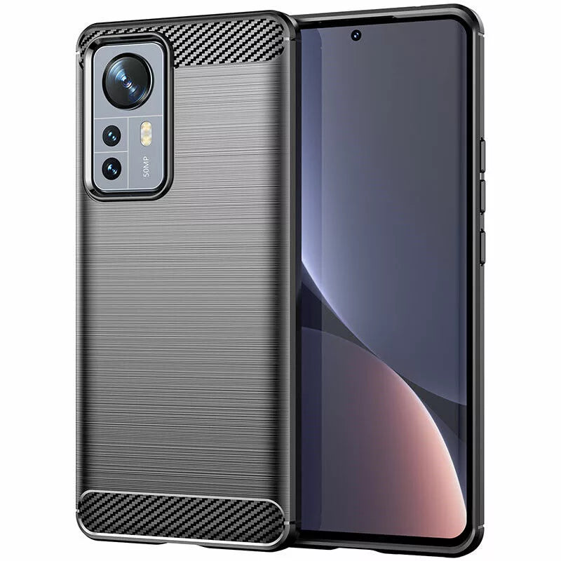Xiaomi 12 Pro Matte TPU Gel Case With Carbon Fibre Effect