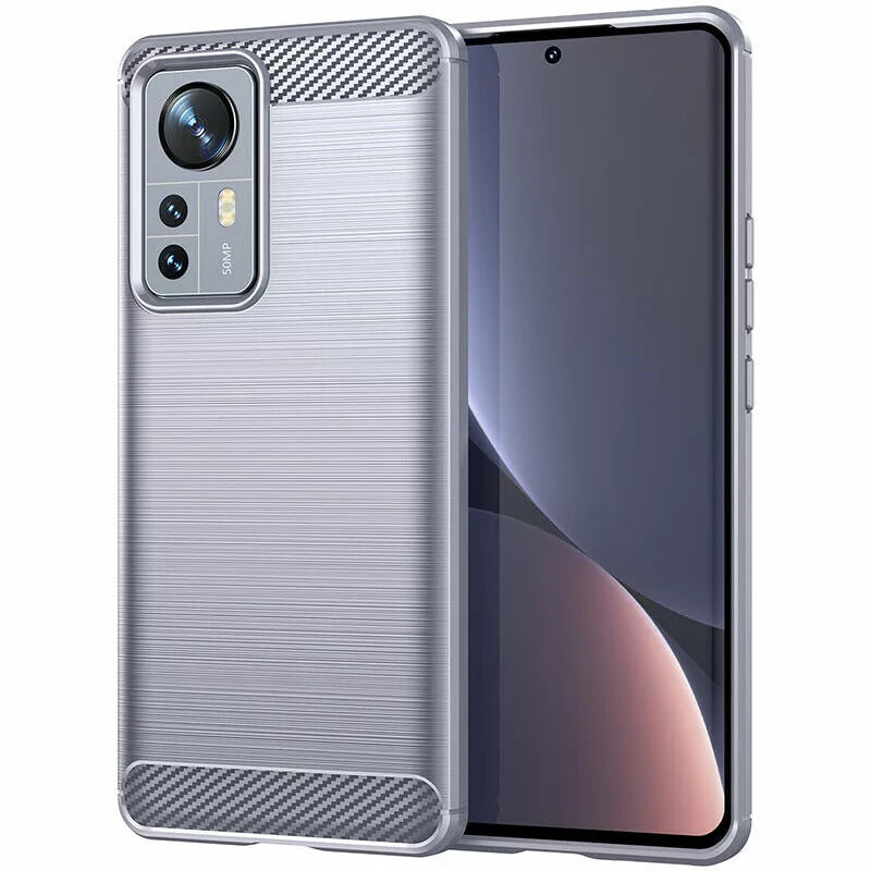 Xiaomi 12 Pro Matte TPU Gel Case With Carbon Fibre Effect