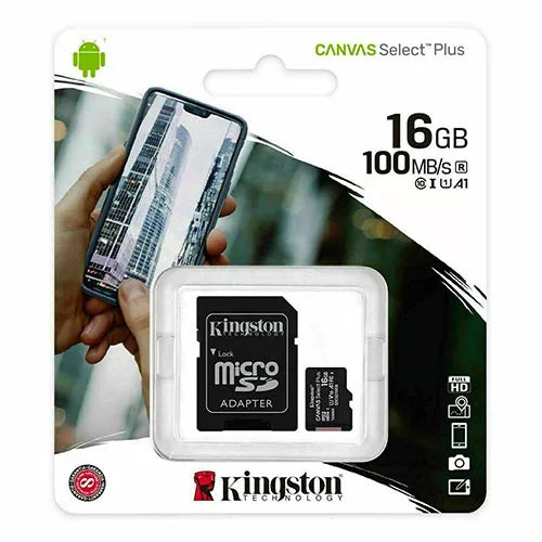 Kingston Micro SD SDHC Memory Card Class 10 16GB 100 MB/S Canvas Select Plus