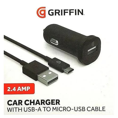 Griffin 2.4 Amp Car Charger With USB-A To Micro-USB Charge / Sync Cable
