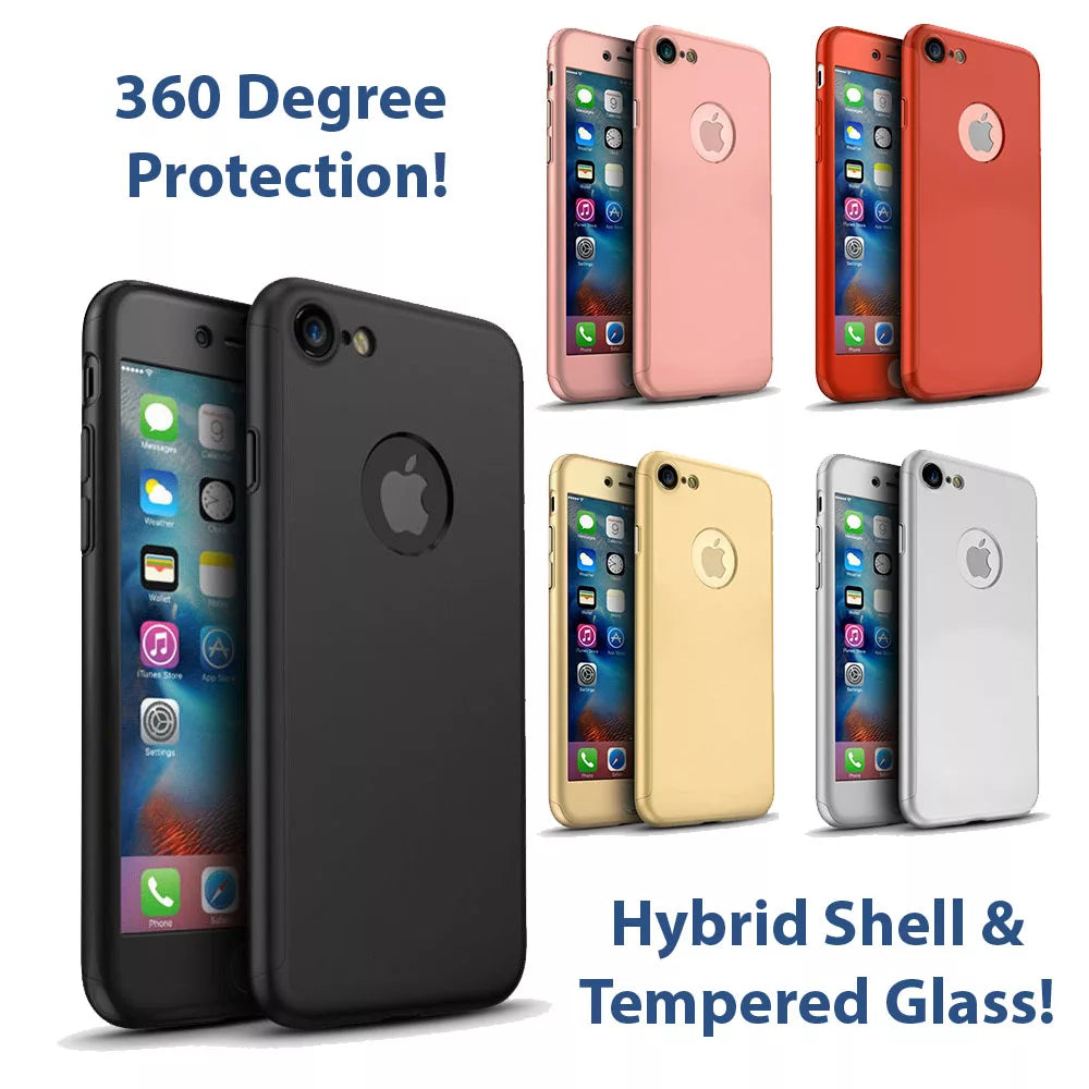 iPhone 6 / 6S 360º Ultra Thin Hard Hybrid Case Tempered Glass
