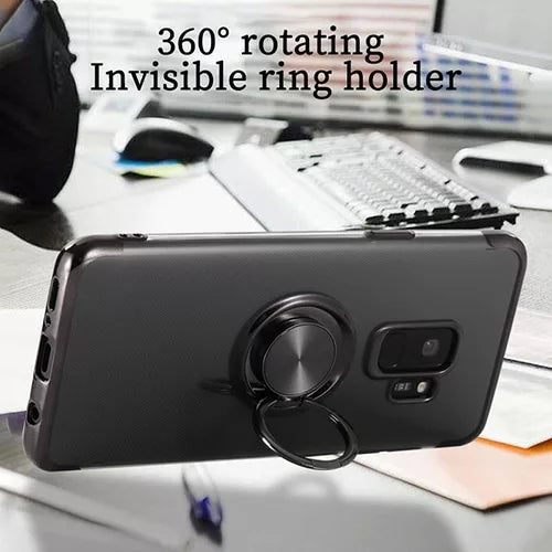 Samsung Galaxy A30 Ultra Thin Clear Gel Chrome Effect Case With Magnetic Ring Stand