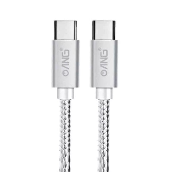 USB-C 1M PD 60W Nylon Braided USB Fast Charge / Sync Cable - Silver