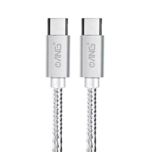 ANG Nylon Braided USB-C 1M PD 60W USB Fast Charge / Sync Cable - Silver