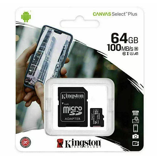 Kingston Micro SD SDHC Memory Card Class 10 64GB 100 MB/S Canvas Select Plus