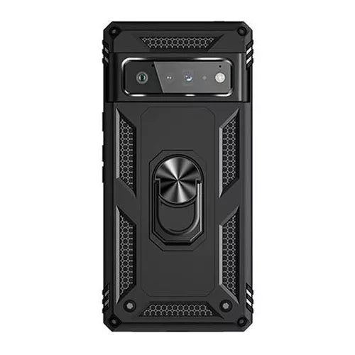 Google Pixel 7A Hybrid Dual-Layer Case With Magnetic Ring Stand - Black