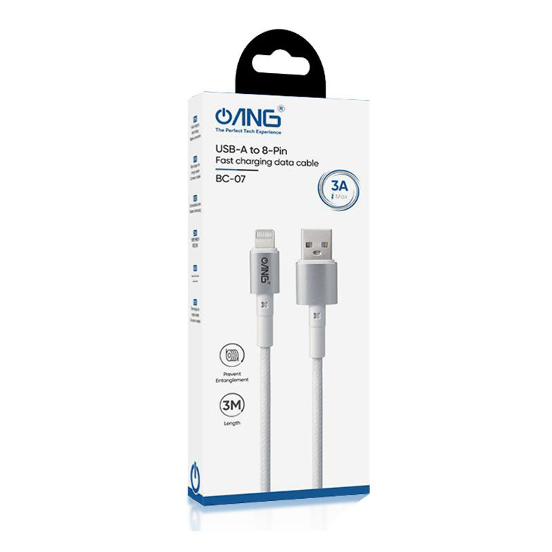 Braided Nylon Lightning 1M 3.0A 60W USB Fast Sync Charge Cable - White