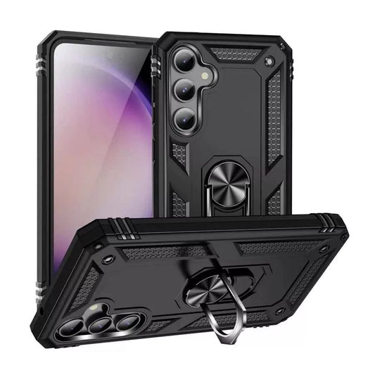 For Samsung Galaxy S23 FE Hybrid Dual-Layer Armour Case With Magnetic Ring Stand - Black