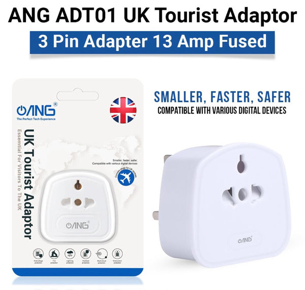 ANG ADT01 UK Tourist Travel Adapter EU / US to 3 Pin UK
