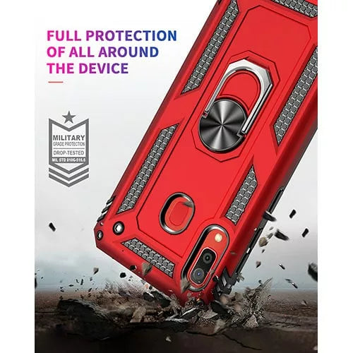 Samsung Galaxy A10s Hybrid Dual-Layer Armour Case With Magnetic Ring Stand