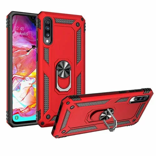 Samsung Galaxy A50 Hybrid Dual-Layer Armour Case With Magnetic Ring Stand