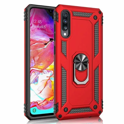 Samsung Galaxy A50 Hybrid Dual-Layer Armour Case With Magnetic Ring Stand