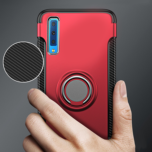 Samsung Galaxy A50 Hybrid Dual-Layer Armor Case With Magnetic Ring Stand
