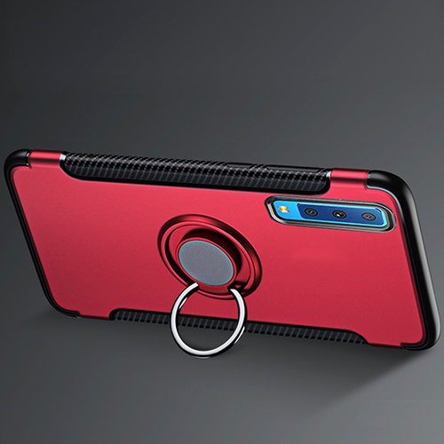 Samsung Galaxy J4 Plus Hybrid Carbon Dual-Layer Armor Case With Magnetic Ring Stand