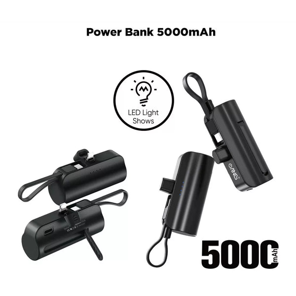 Portable Power Bank 5000mAh With USB-C & For iPhone / iPad