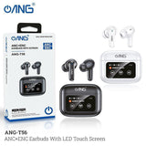 ANG T56 ANC + ENC Earbuds With LED Touch Screen