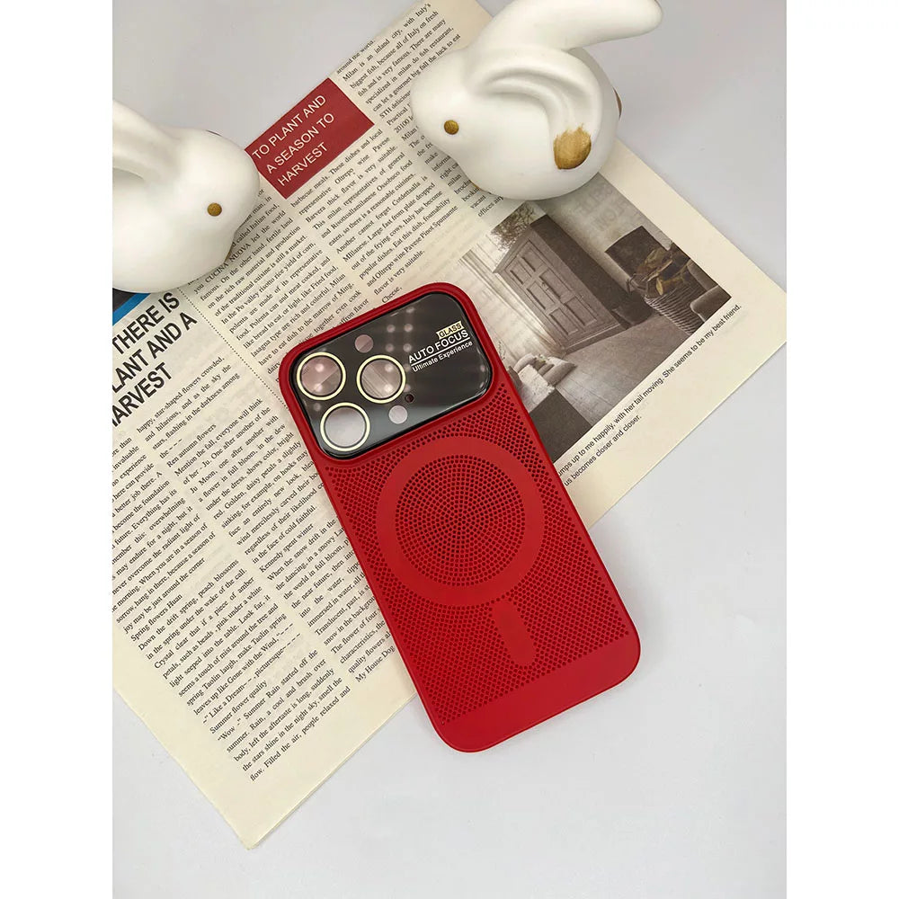 iPhone 13 14 Magnetic Charging Hard Mesh Case With Full Camera Cover