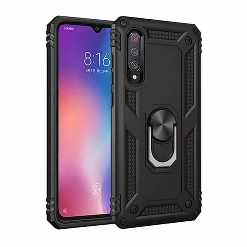 Samsung Galaxy A70 Hybrid Dual-Layer Armour Case With Magnetic Ring Stand