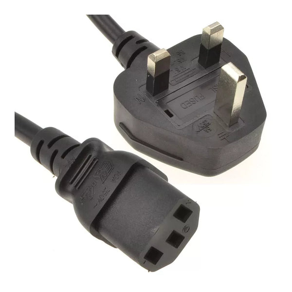 C13 Kettle To UK Plug Power Cable Mains Lead 1 Metre