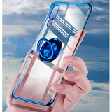Samsung Galaxy A30 Ultra Thin Clear Gel Chrome Effect Case With Magnetic Ring Stand
