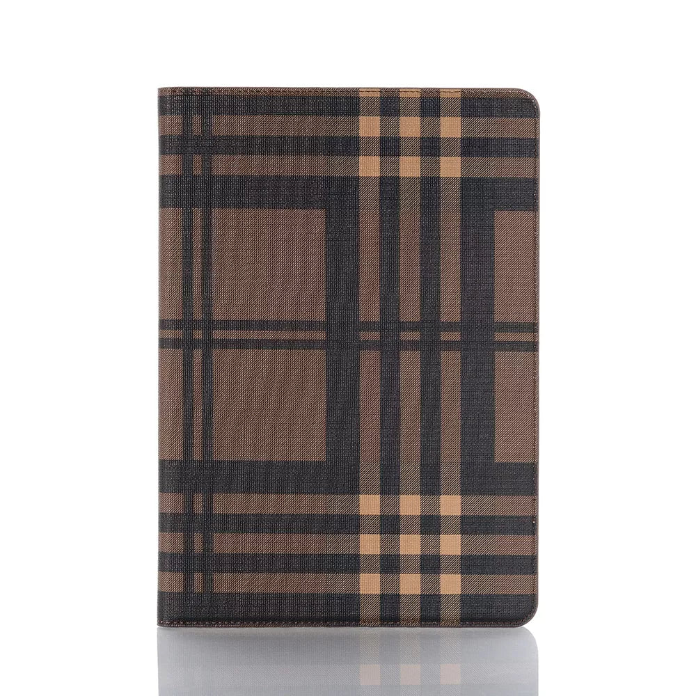 Check Pattern Design Folio Wallet Case Cover With Card Slots For iPad