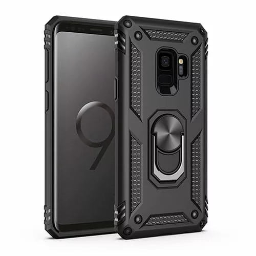 Samsung Galaxy S9 Hybrid Dual-Layer Armour Case With Magnetic Ring Stand - Black