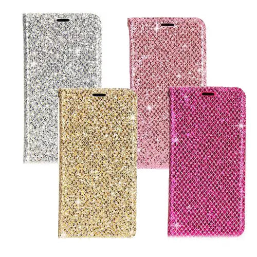 iPhone X / XS Slim Fitting Glitter Wallet Case With Magnetic Closing