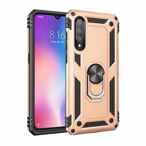 Samsung Galaxy A70 Hybrid Dual-Layer Armour Case With Magnetic Ring Stand