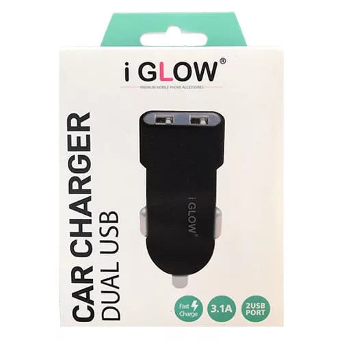 iGlow High Quality 3.1A Twin USB Port Car Charger