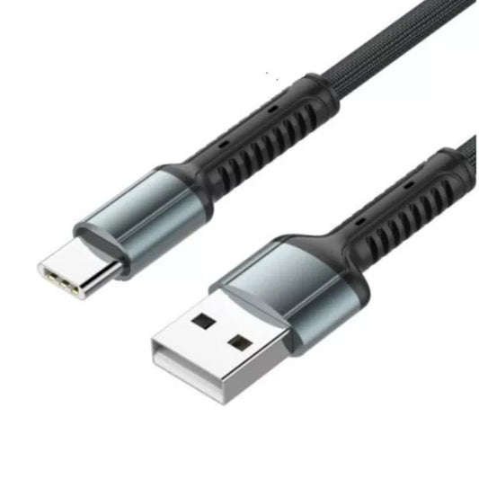 LDNIO 1 Metre 1M Toughness Nylon Braided 2.4A USB To USB-C Fast Charge / Sync Cable - Grey