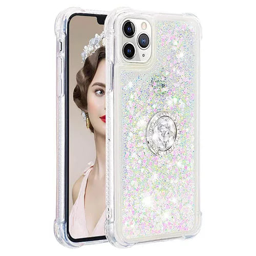 iPhone Liquid Glitter Filled Bling Diamond Ring Stand Case