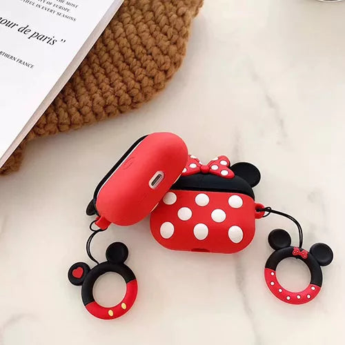 Apple AirPods Pro Minnie Mouse Silicone Case Protective Cover With Finger Ring Hanger