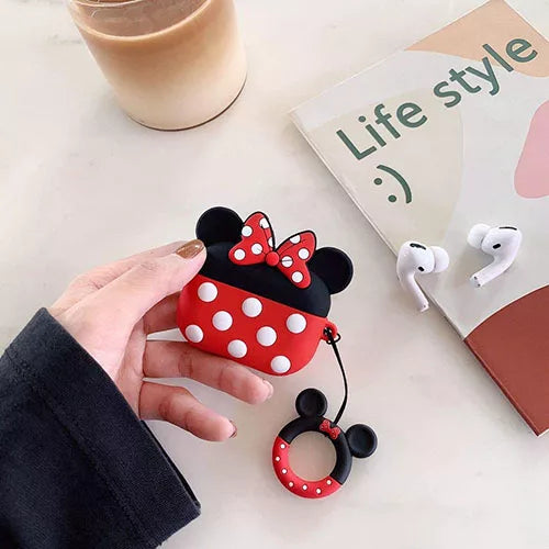Apple AirPods Pro Minnie Mouse Silicone Case Protective Cover With Finger Ring Hanger