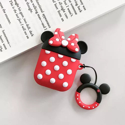Apple AirPods 1 & 2 Minnie Mouse Silicone Case Protective Cover With Finger Ring Hanger