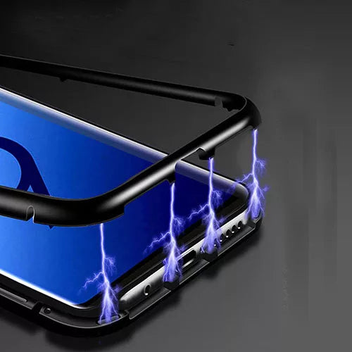 Samsung G960 Galaxy S9 Magnetic Absorption Metal Case With Tempered Glass Back