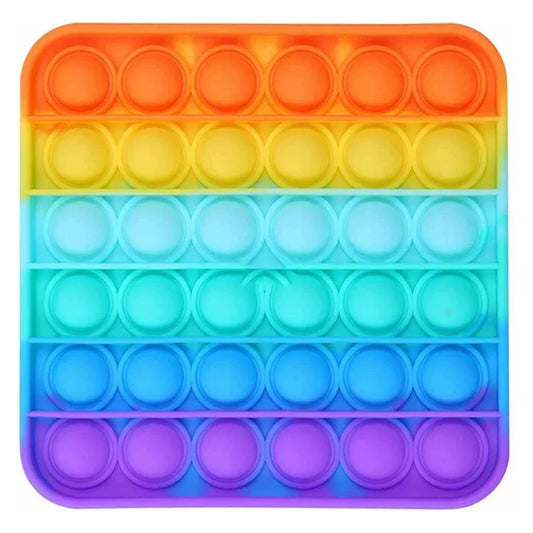 Push Pop Fidget Bubble Kids Toy Stress Relief Sensory Autism Rainbow - Square