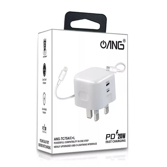 ANG USB-C Lightning Reversible PD 20W Fast Charger With Cable