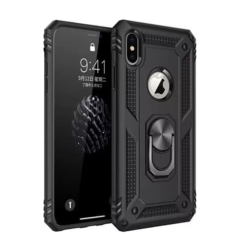 iPhone XR Hybrid Dual-Layer Armour Case With Magnetic Ring Stand