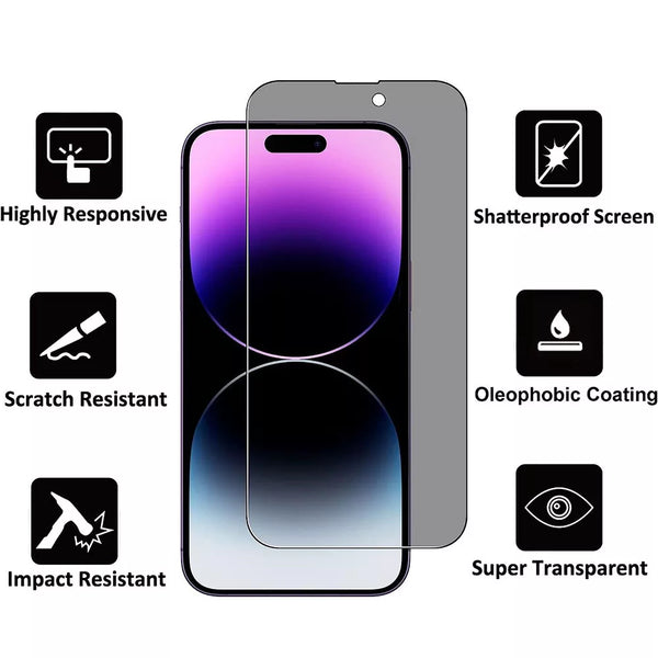 iPhone 14 Pro Max Anti Spy Privacy Tempered Glass Screen Protector