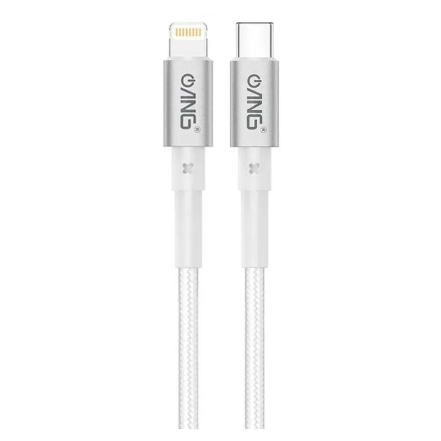 USB-C To Lignting Nylon Braided 1M 27W USB Fast Charge / Sync Cable - White
