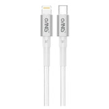 USB-C To Lignting Nylon Braided 1M 27W USB Fast Charge / Sync Cable - White