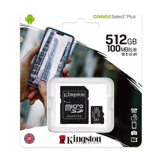 512GB Kingston Micro SD SDHC Memory Card Class 10 100 MB/S Canvas Select Plus