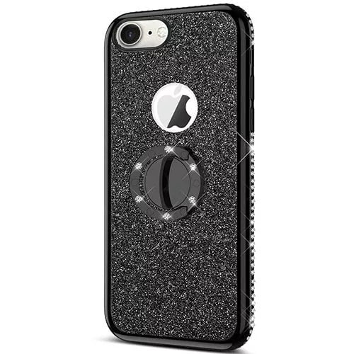 iPhone 7 / 8 Ultra Thin Clear Gel Case With Diamond, Glitter &amp; Ring
