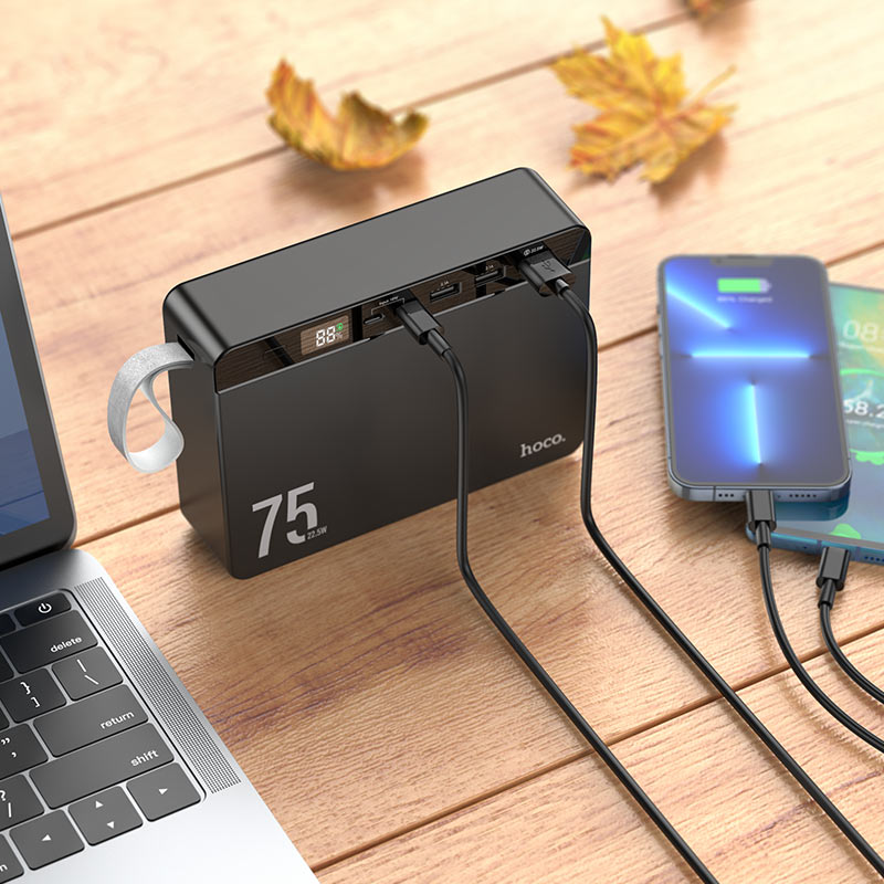 Hoco J94 75000mAh PD QC3.0 22.5W Digital Display Large Capacity Power Bank Charger - Black