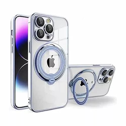 iPhone 15 Series Electro Plated Magnetic Charging Ring Stand PC TPU Case