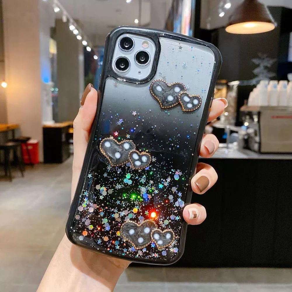 Hybrid Heart Diamond Glitter Fashion Case - iPhone