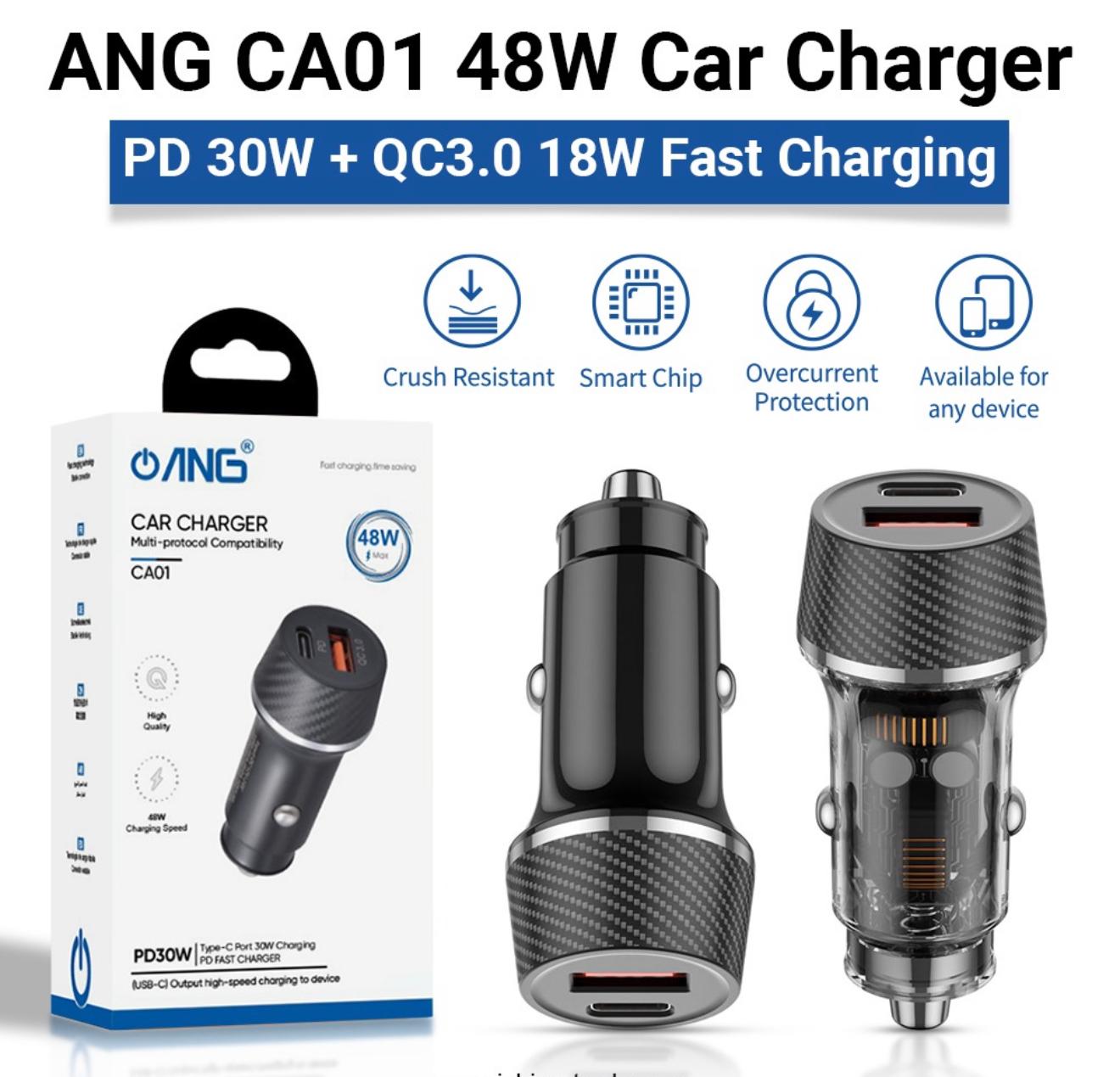 ANG CA01 Fast PD30W + QC3.0 USB Car Charger