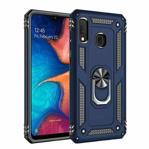 Samsung Galaxy A40 Hybrid Dual-Layer Armor Case With Magnetic Ring Stand